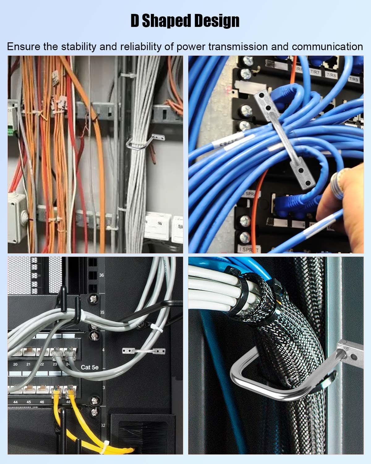 25Pcs 3 Inch D Rings, Aluminum Heavy Duty Distribution Rings for Managing and Organizing Electric Cables Wires, Silver