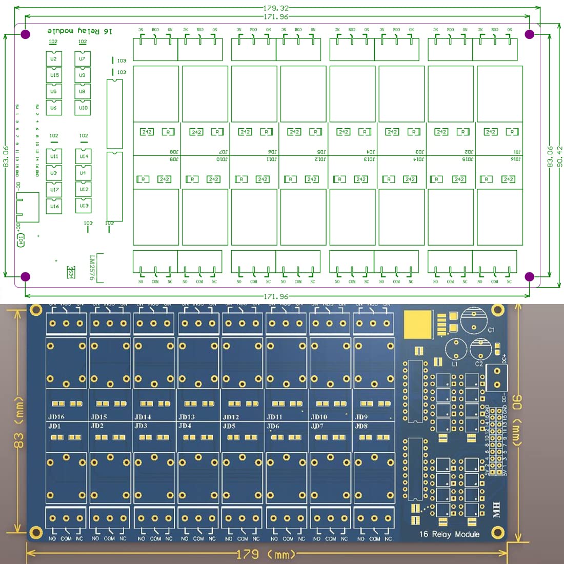 16 Channel 5V Relay Module with Optocoupler Low Level Trigger Expansion Board for Raspberry Pi Arduino