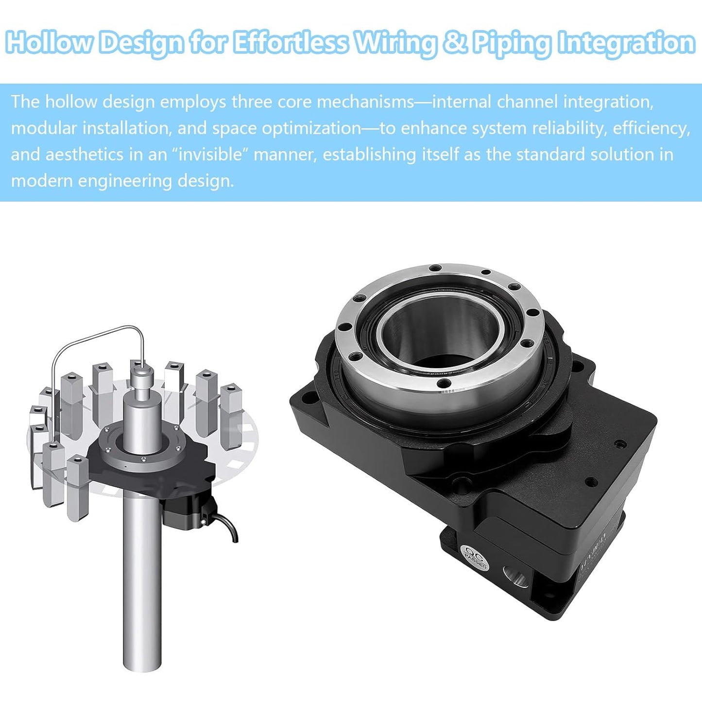Hollow Rotating Platform Ratio 5:1 High Precision Planetary Gearbox Gear Hollow Rotary Actuator 360 Degree Electric Rotary Table for Nema17 42mm Stepper 40mm Servo Motor CNC Robot Arm
