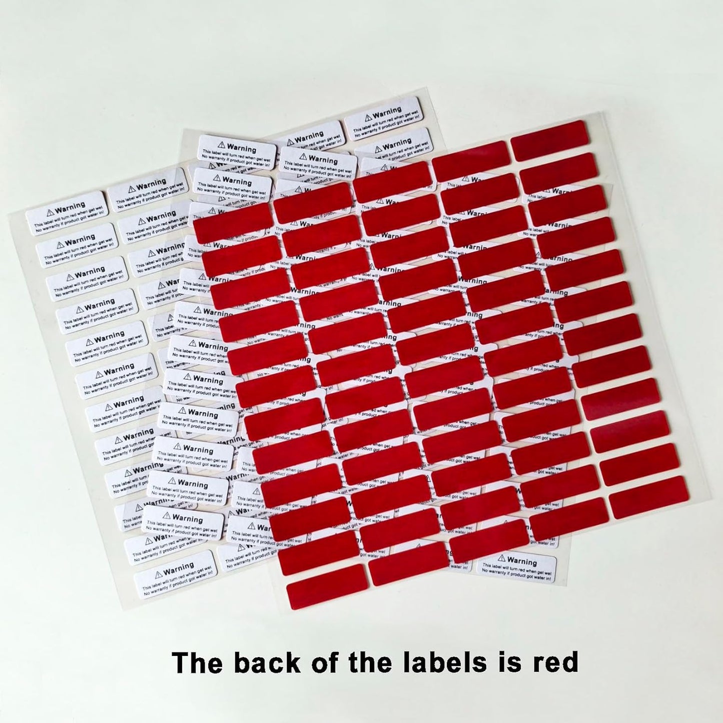 170pcs1.2x0.4 inch Water Sensitive Sticker Turn Red When Got Wet Device Potential Damage Indicator Warranty Void Instruction Liquid Sensor Label