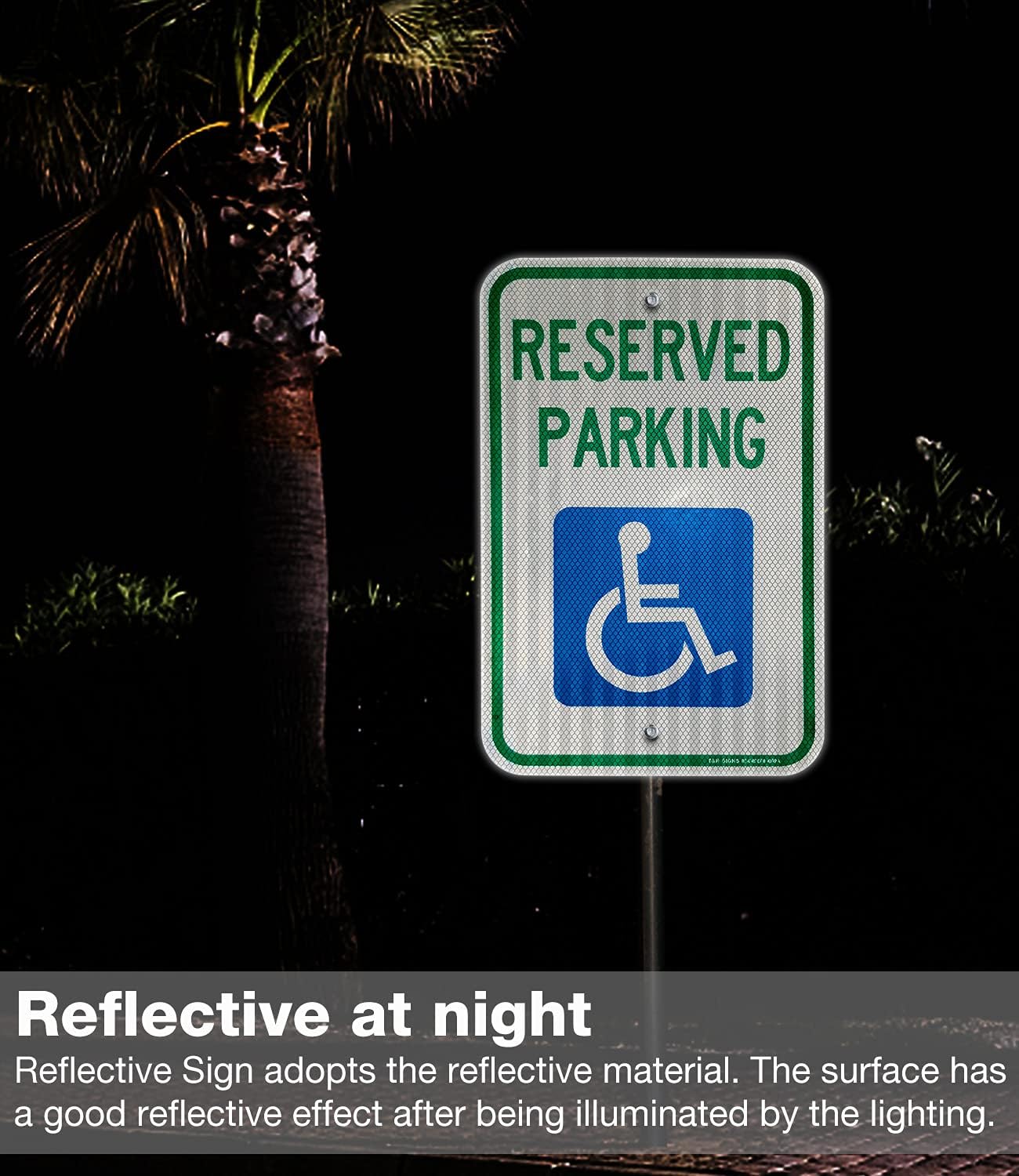 (3 Pack) Handicap Parking Sign, Reserved Parking Sign, Large 18" x 12" Engineer Grade Reflective Sheeting, Rust Free Aluminum, Weather Resistant, Waterproof, Fade Resistant, 2 Pre-drilled Holes