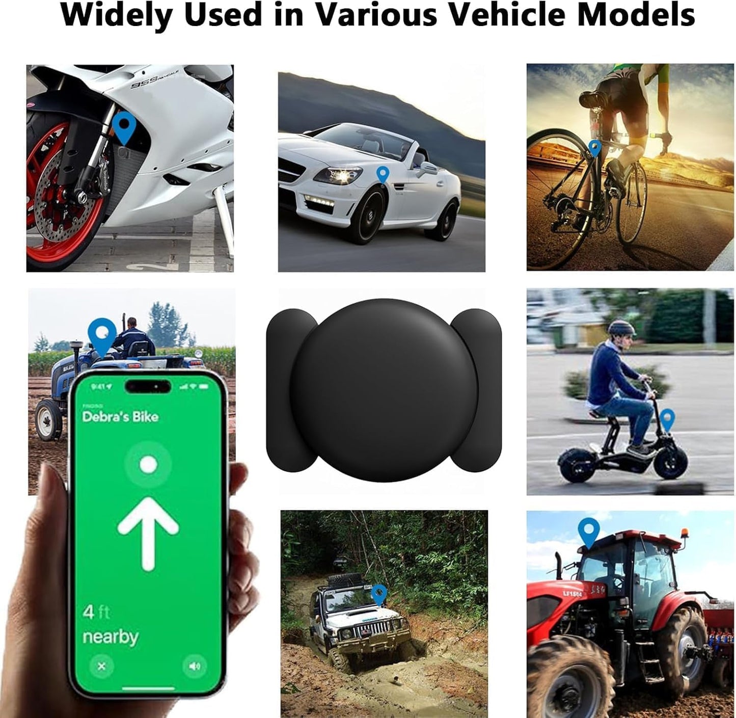 Hidden GPS Tracking Devices, 2PCS Real Time GPS Tracker for Vehicles Work with Find My (iOS Only), Car GPS Tracker with Magnetic Case, No Monthly Fee, No SIM Card Required, Black