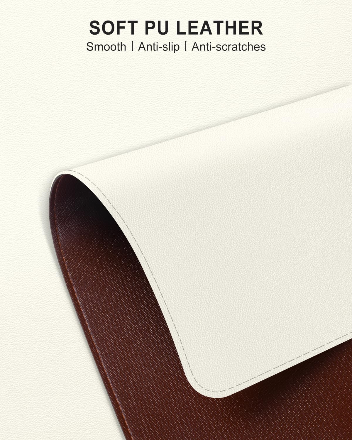 Heated Desk Pad, 31.5" x 13" Leather Non-Slip Warm Desk Pad, Large Mouse Mat with 3 Levels Heating & 3 Hours Auto Shut-Off, Hand and Foot Warmer for Office, Home, Apricot