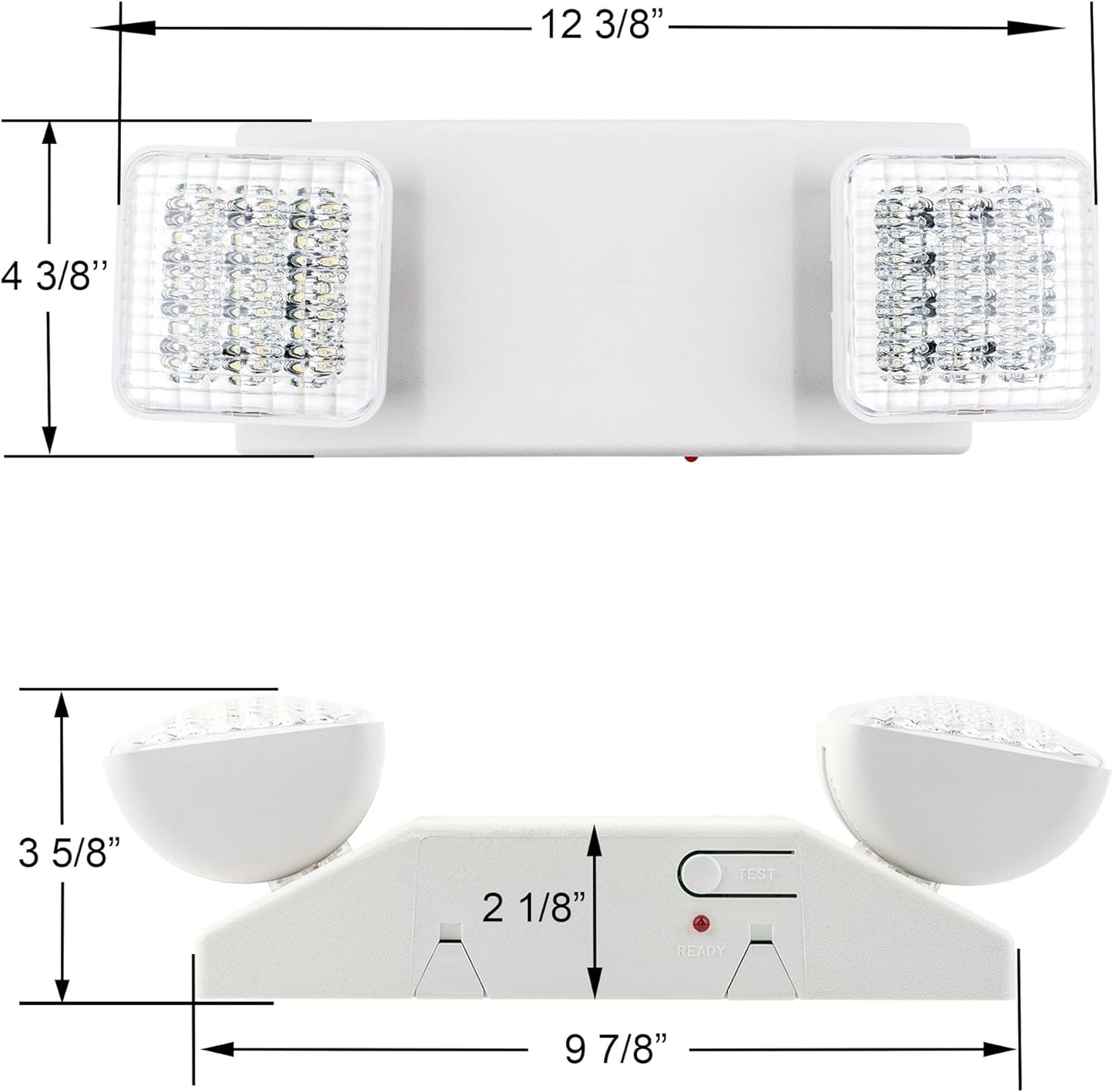 LIT-PaTH LED Emergency Lighting Fixtures with 2 LED Heads and Back Up Batteries- US Standard Exit Light, UL 924 and CEC Qualified, 120/277 Voltage, 4-Pack