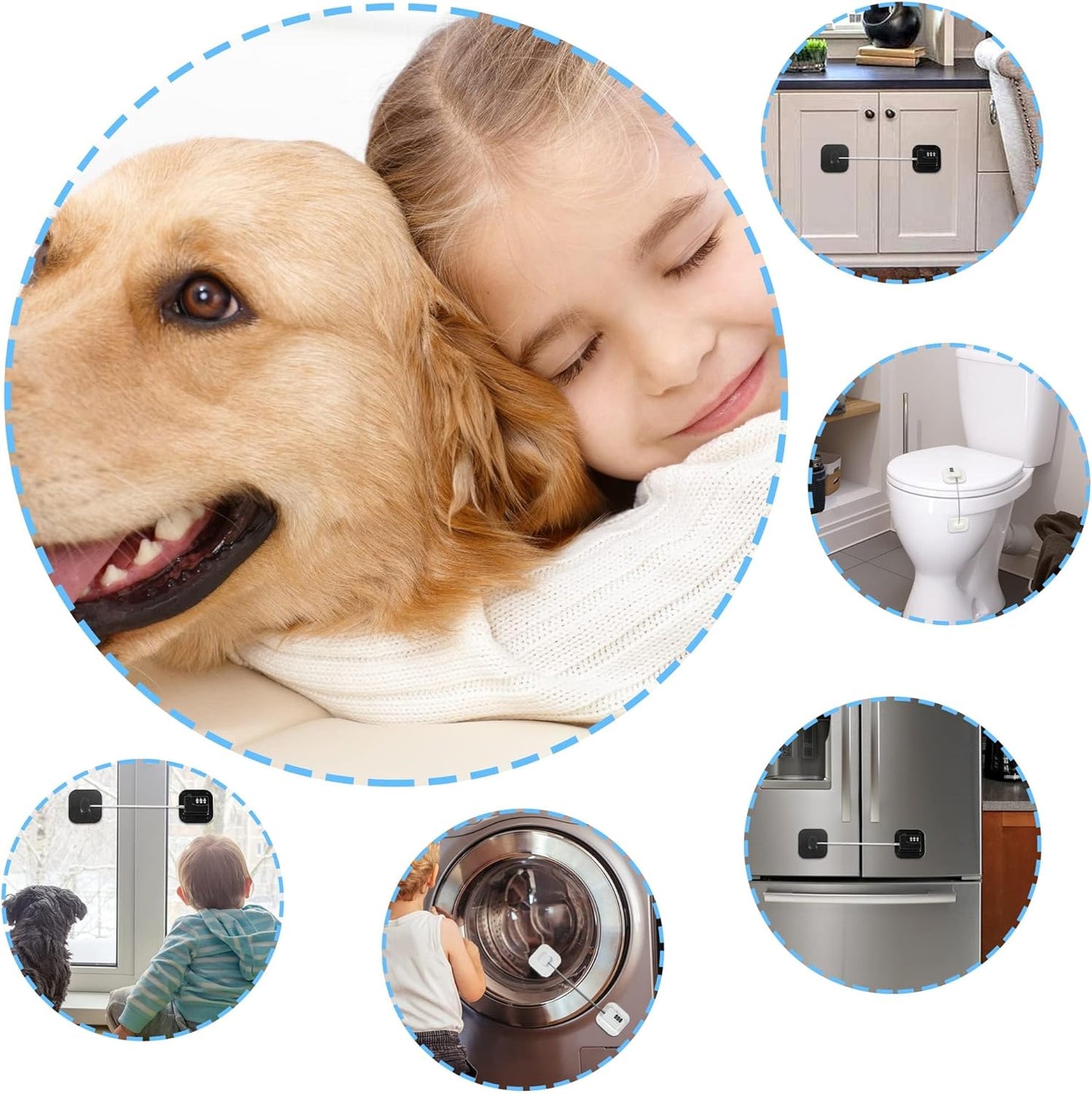 2 Pack Refrigerator Lock Fridge Locks for Kids Keyless Child Safety Cabinet Locks for Cabinets Closets Drawers Window Electrical Appliances Locks