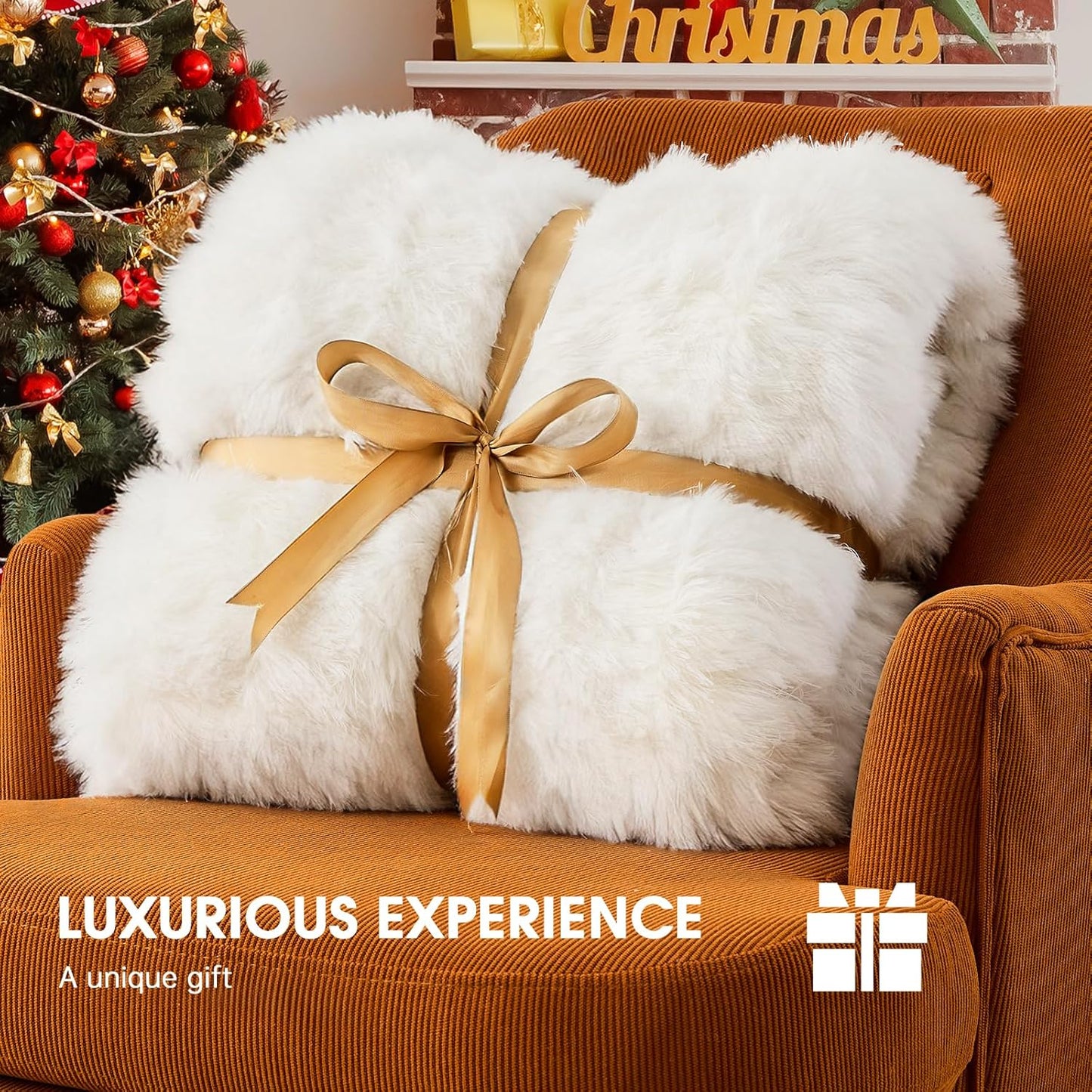 Heated Electric Blanket Throw–Faux Fur with Soft Thick Sherpa,Warm Winter Birthday Gifts for Women Grandma,10 Heat Settings,5 Time Settings with Fast Heating, 50x60, Snow Cloud