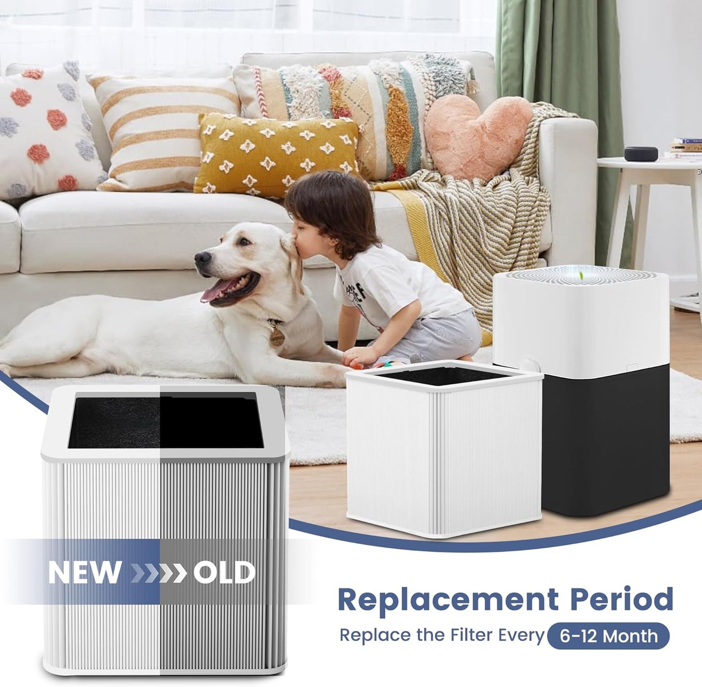 211+ Filter Replacement Compatible with Blue Pure 211+ and 211+ Auto Air Purifier, 2-Stage Filtration System of H13 True Filter & Activated Carbon Filter, 1 Pack