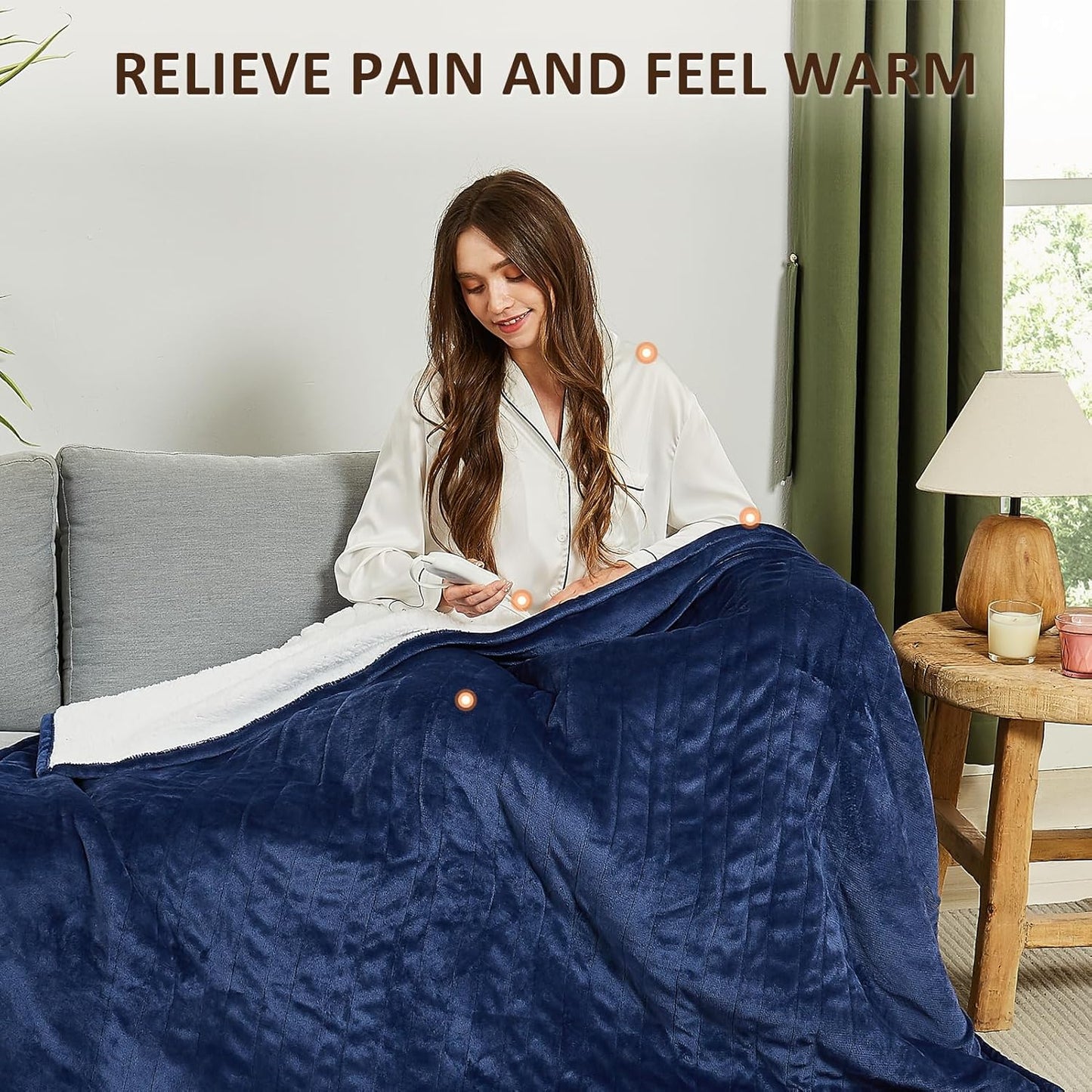 Heated Electric Blanket Twin Size - 62"x84" Flannel Heating Blanket with 10 Heating Levels & 5 Time Settings Over-Heat Protection, Winter Warmer for Adults with ETL Certification(Navy Blue)