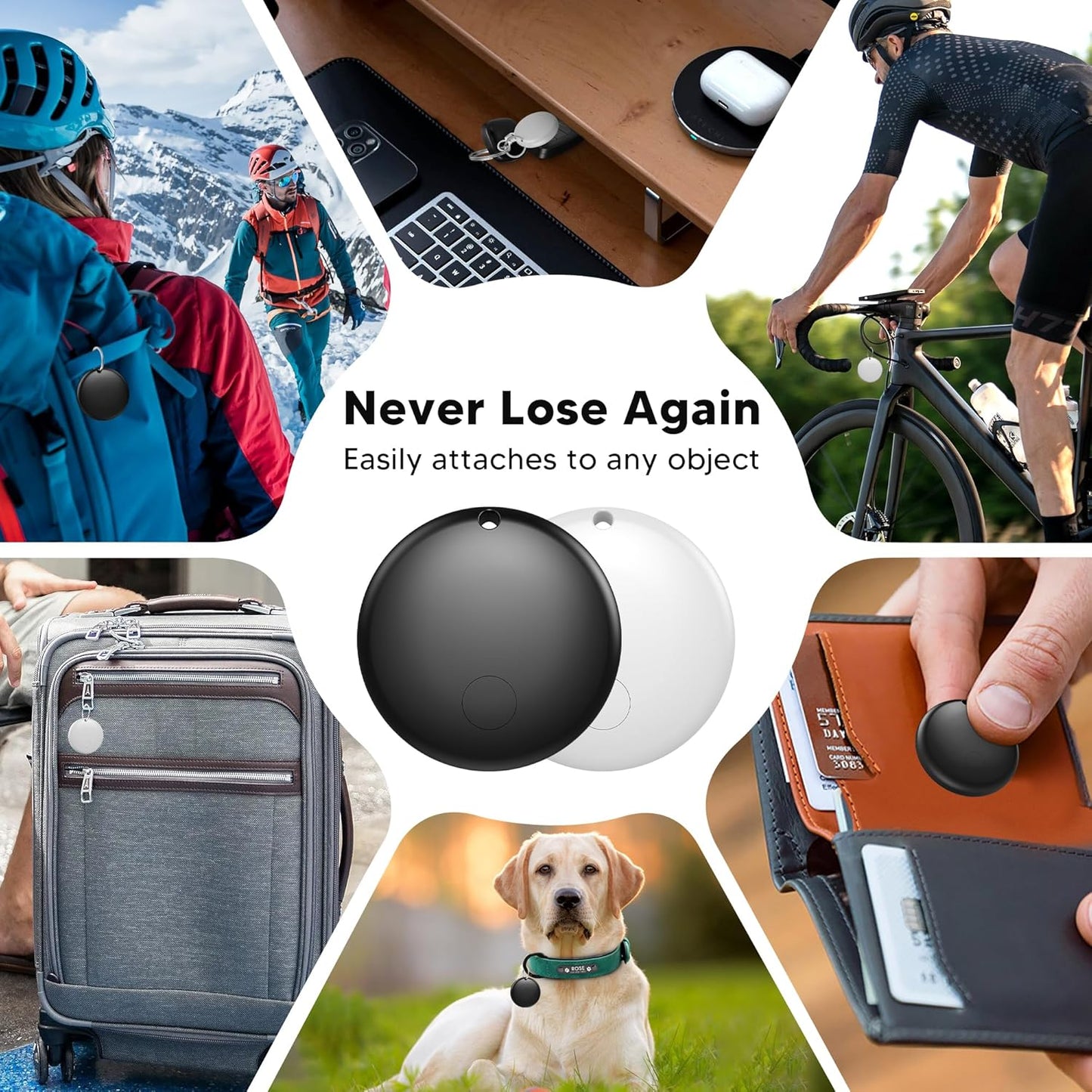 Air Tracker Tag for Android Smart Tag(Not for iOS)Tags-4 pack Android Work with Google Find Hub App Key Finder Bluetooth Tracker Item Locator for Keys, Luggage, Backpack, etc. (Black & White, 4 Pack)