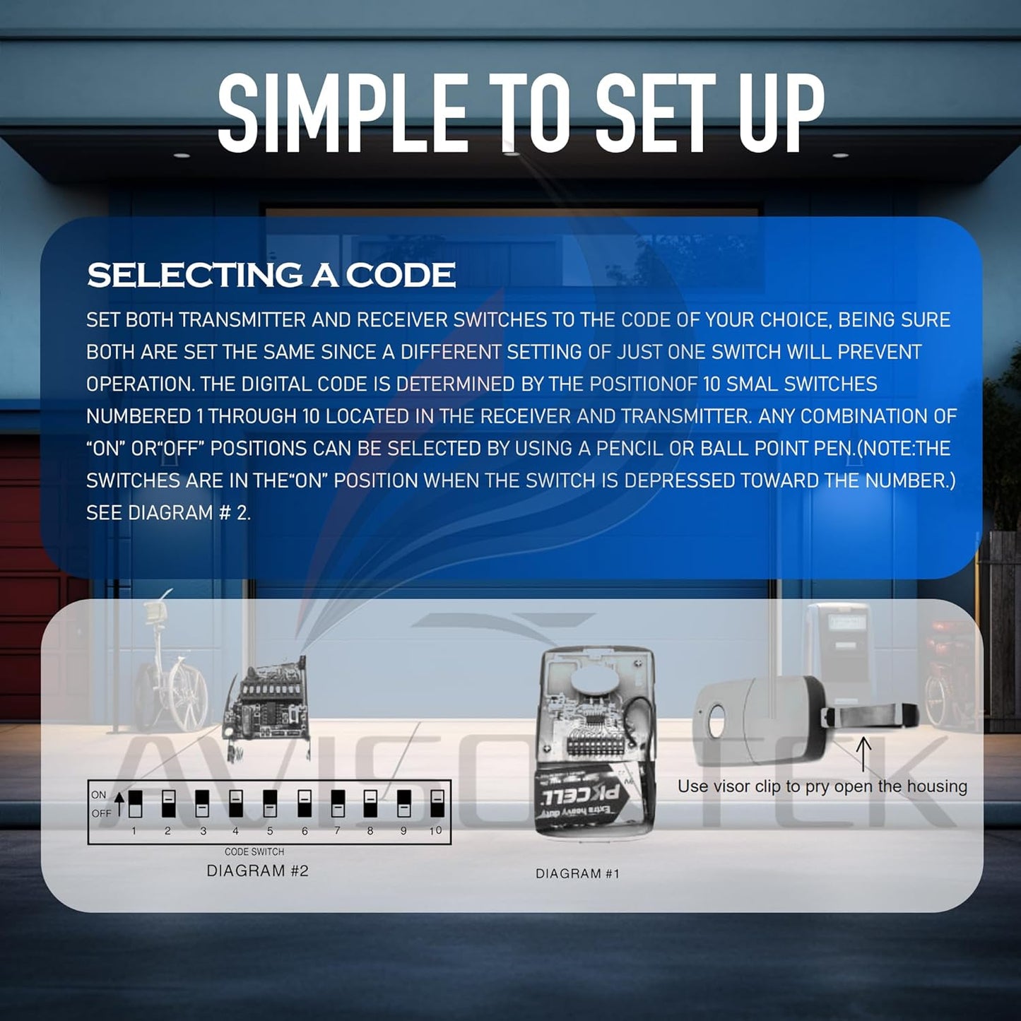 3 for Multi-Code 3089 MultiCode 308911 Linear MCS308911, 300MHZ 10 Dip Switch Gate Opener Remote (3-Year-Warranty)
