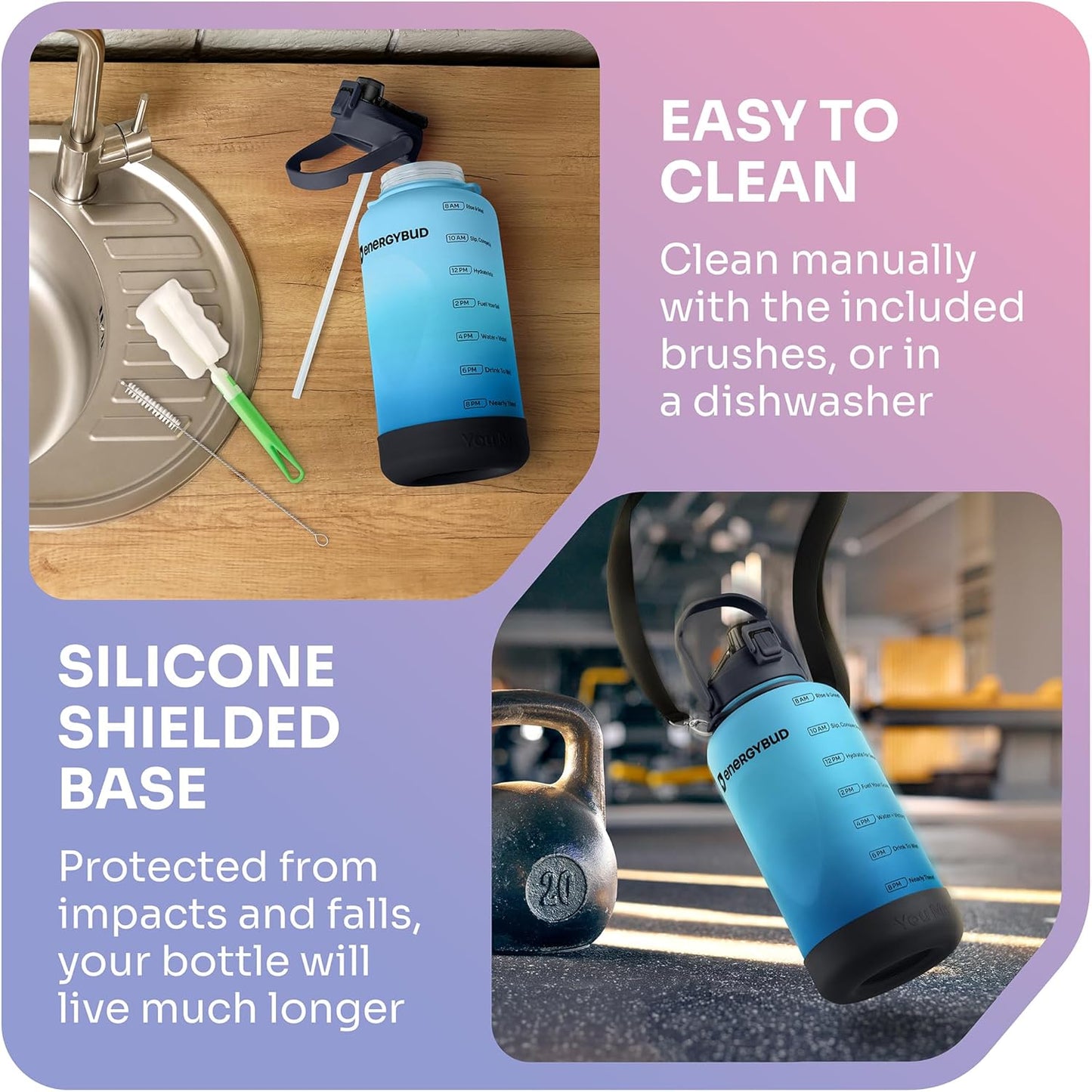 1 Gallon Water Bottle with 128 oz Capacity - Motivational Time Markers for Daily Hydration Goals - Leakproof BPA Free Tritan with Removable Straw