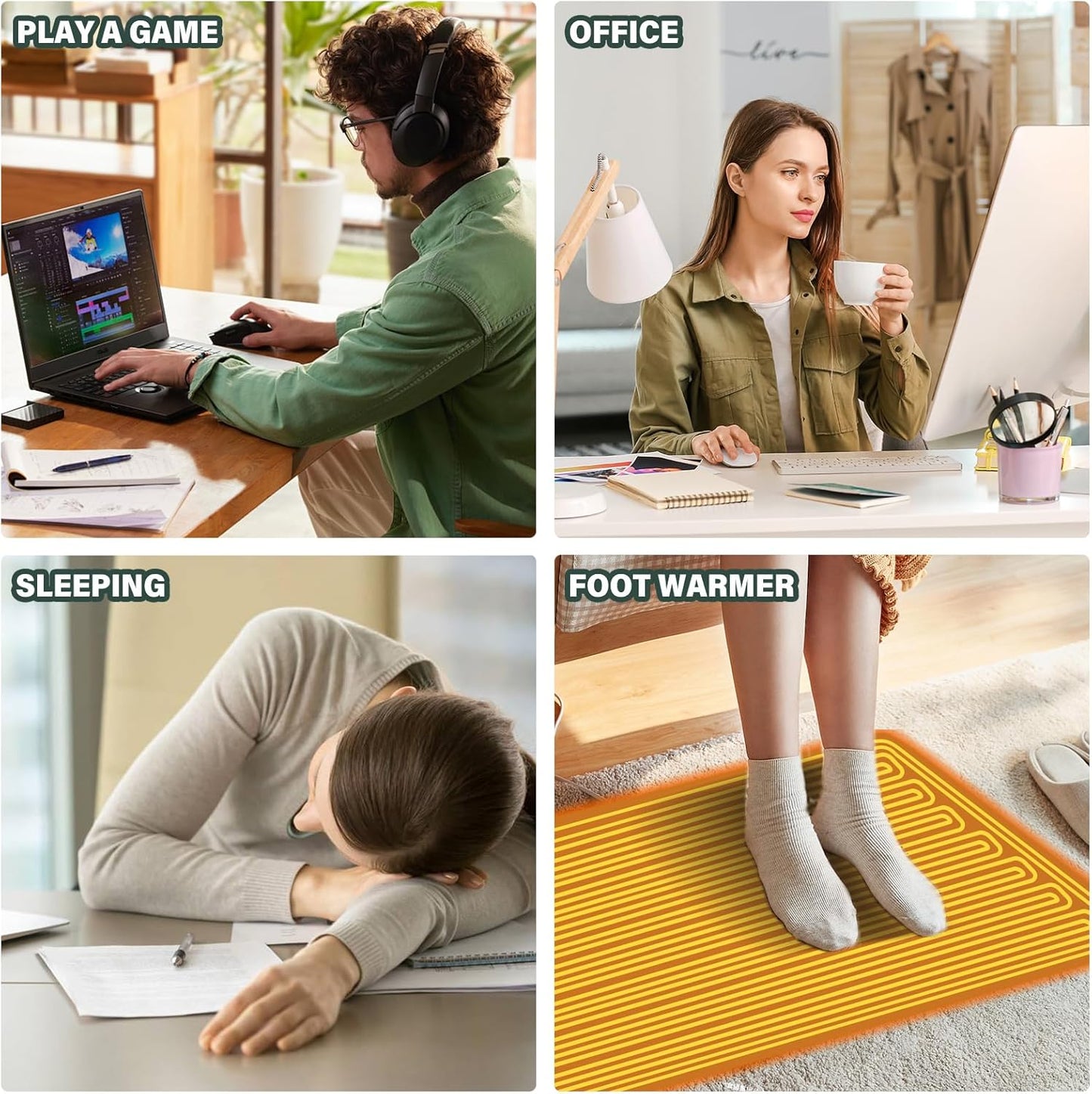 Heated Desk Pad Mouse Pad 31.5x13 Inch PU Leather Desk Mat with 3 Heat Levels Large Mouse Gaming Computer Laptop Mat Halloween Graveyard Purple