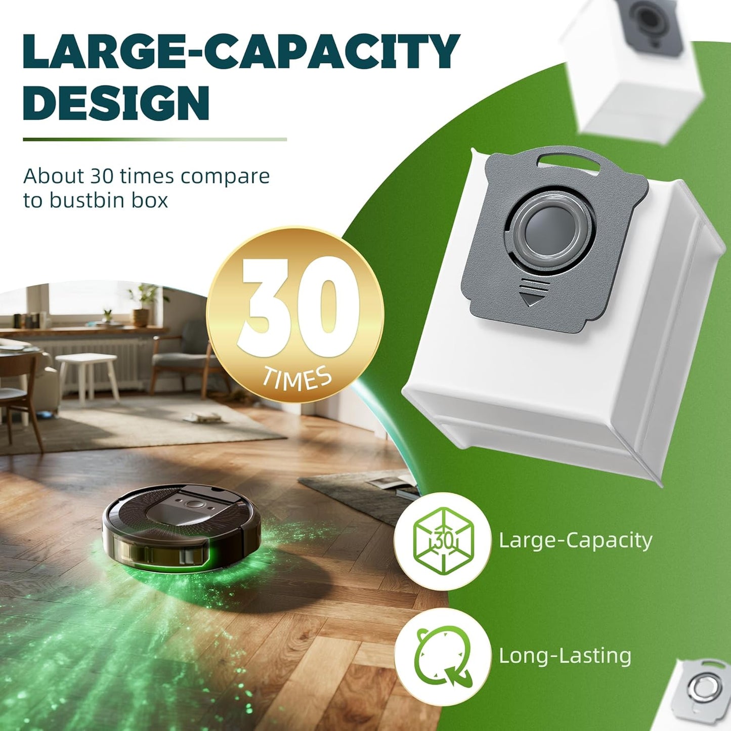 18 Pack Vacuum Bags Replacement Compatible with iRobot Roomba i7, i7+, i3, i3+, i1+, i4, i4+, i6, i6+, j7, j7+, i8, i8+,s9, s9+ Plus, i & s & j Series Clean Base Automatic Dirt Disposal Bags