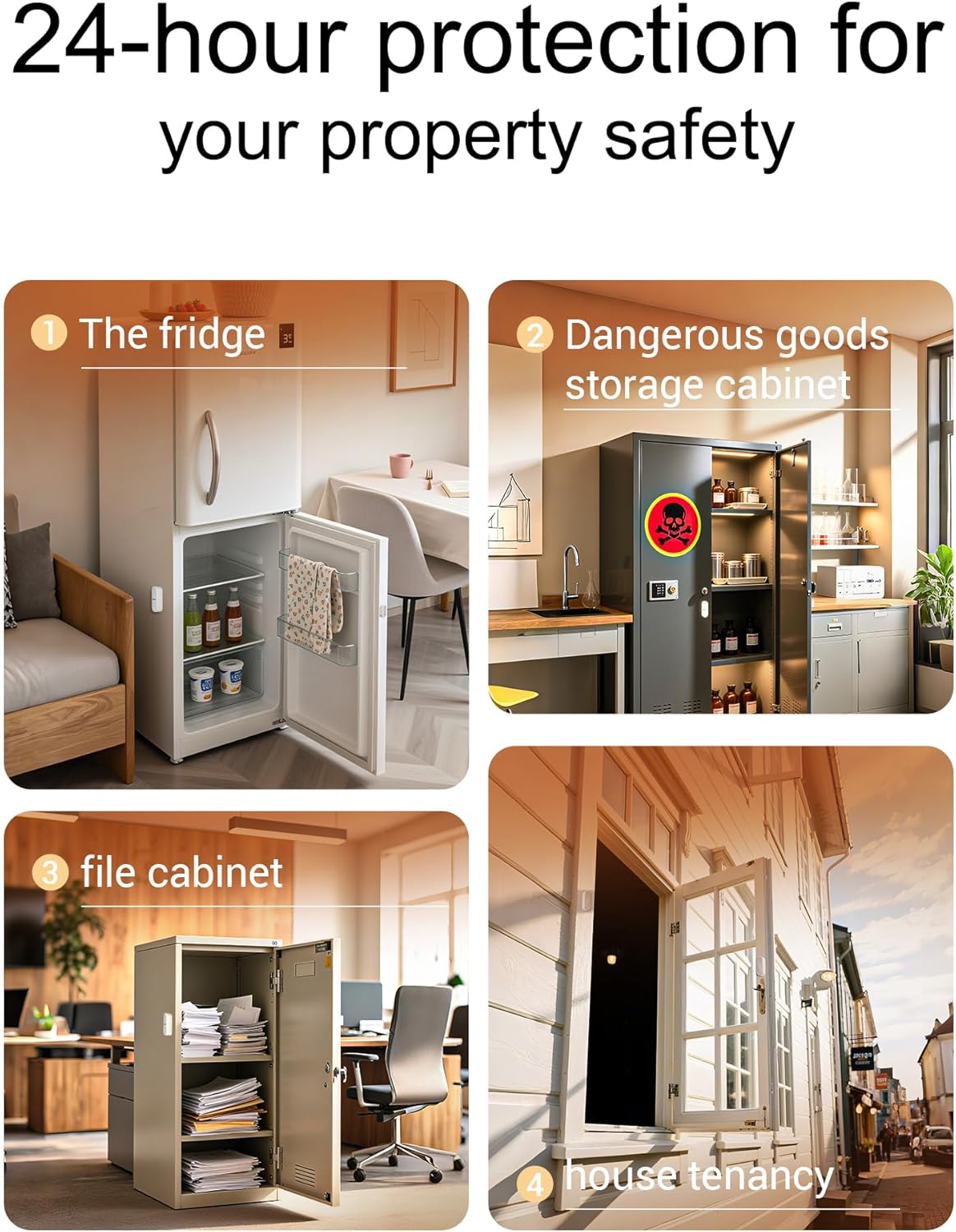 Heiman Window Door Alarms When Opened, WiFi Door Chime Sensor, Contact Sensor for Home Security, Smart Wireless Magnetic Door Open Detector, APP Notification Compatible with Alexa, Google Assistant