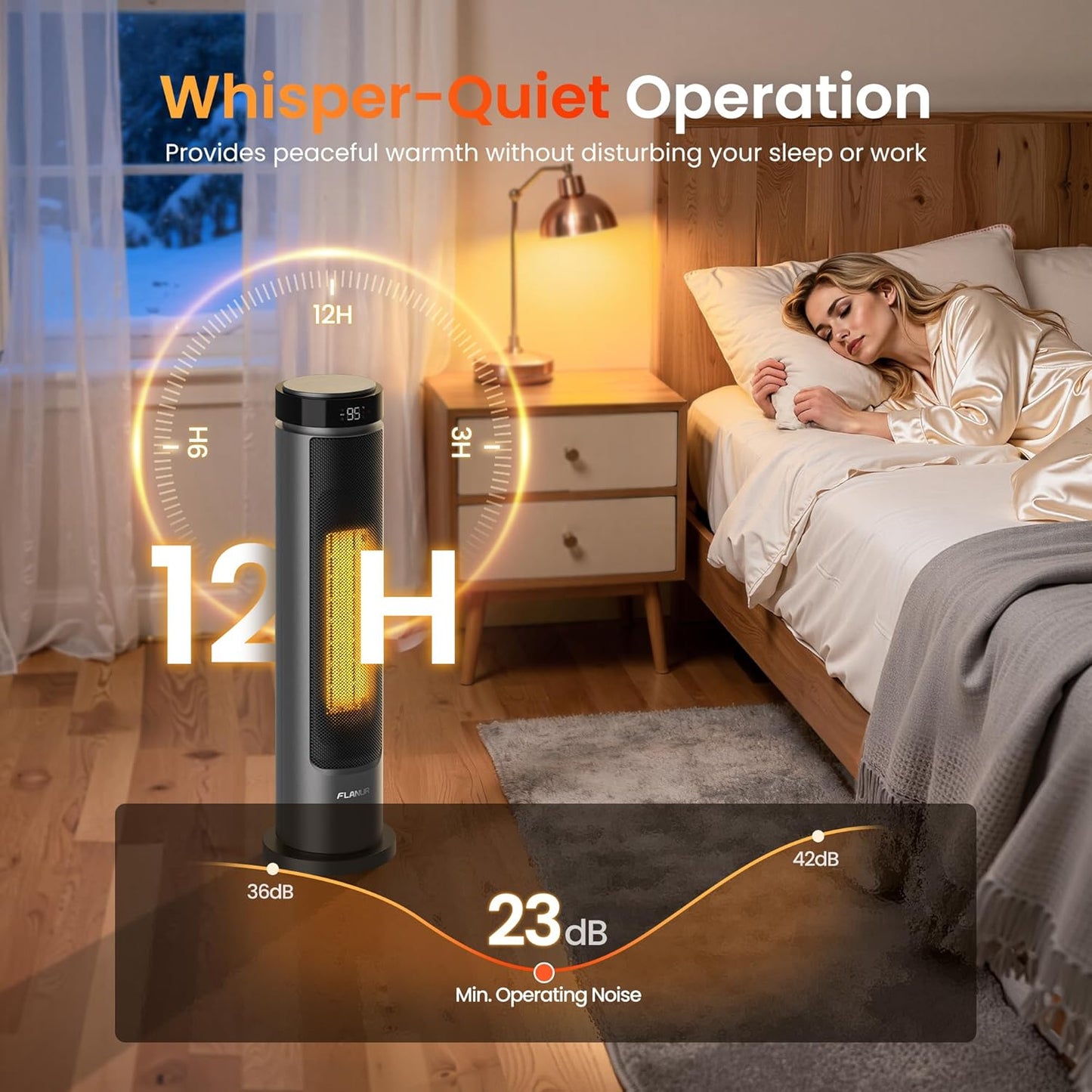 1500W Tower Indoor Space Heater for Home with Programmable Thermostat, 12H Timer & Remote Control, Oscillation and ECO Mode, Electric Heaters for Office, Bedroom, Home (Grey)