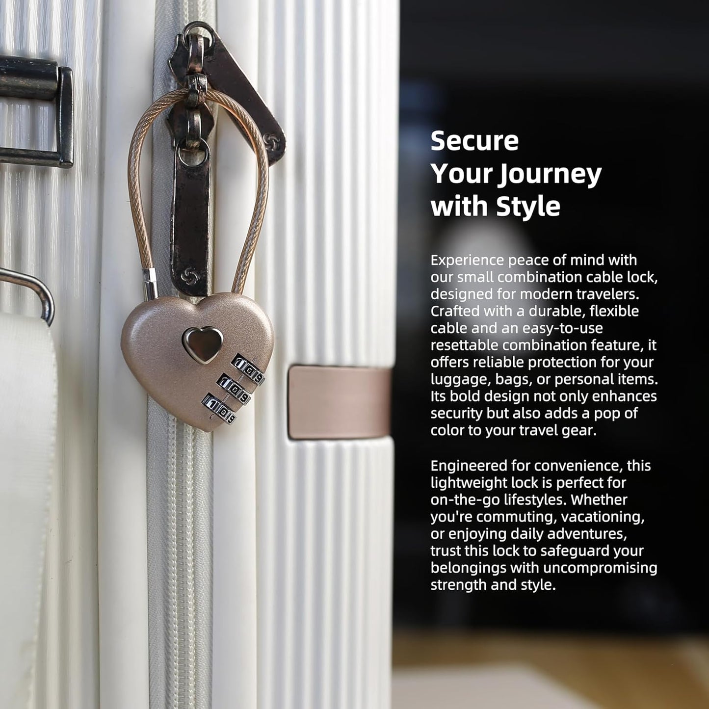 Combination Lock for Locker, Small Cable Lock with Code, 3 Digit Padlock Combination, for Luggage, Gym Locker, Suitcase, Backpack Zipper, Cabinet, Toolbox, Outdoor Fence Gate, Travel Safe
