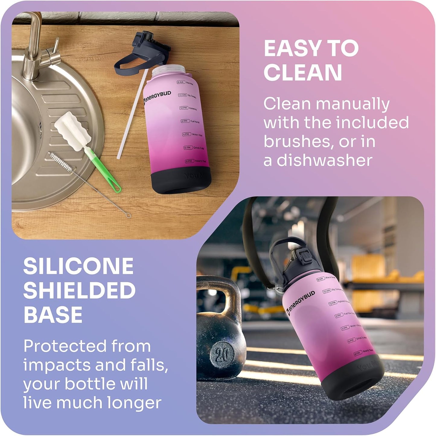 1 Gallon Water Bottle with 128 oz Capacity - Motivational Time Markers for Daily Hydration Goals - Leakproof BPA Free Tritan with Removable Straw