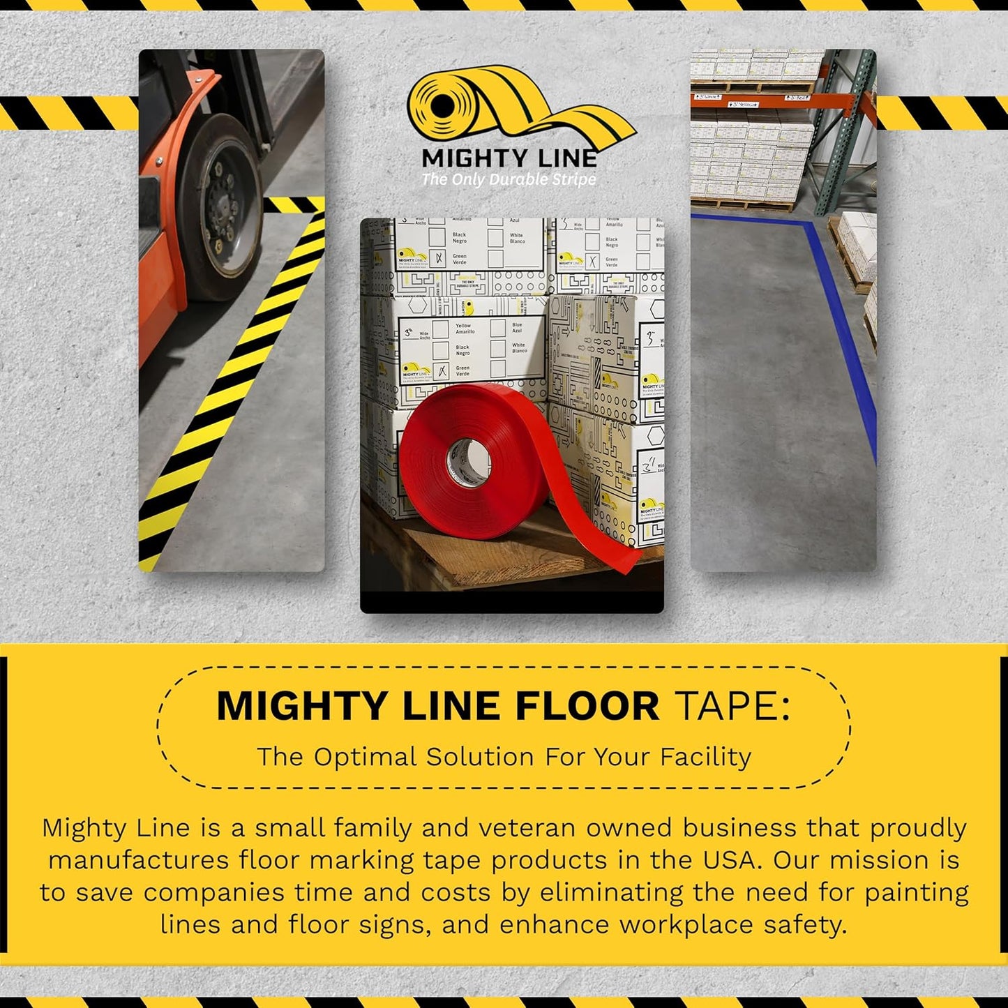 Mighty Line Pedestrian Traffic Crossing Walkway Floor Sign for Safety, Caution, Warning, Heavy-Duty, Peel and Stick, Adhesive, Industrial Quality, 24"