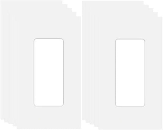 1-Gang Screwless Decorator Wall Plate Cover Single Switch Outlet Electrical Faceplate for Light Switch, Smart Switch, Receptacle, Dimmers, USB Outlet, GFCI, Child Safe Cover Plate, White (10-Pack)