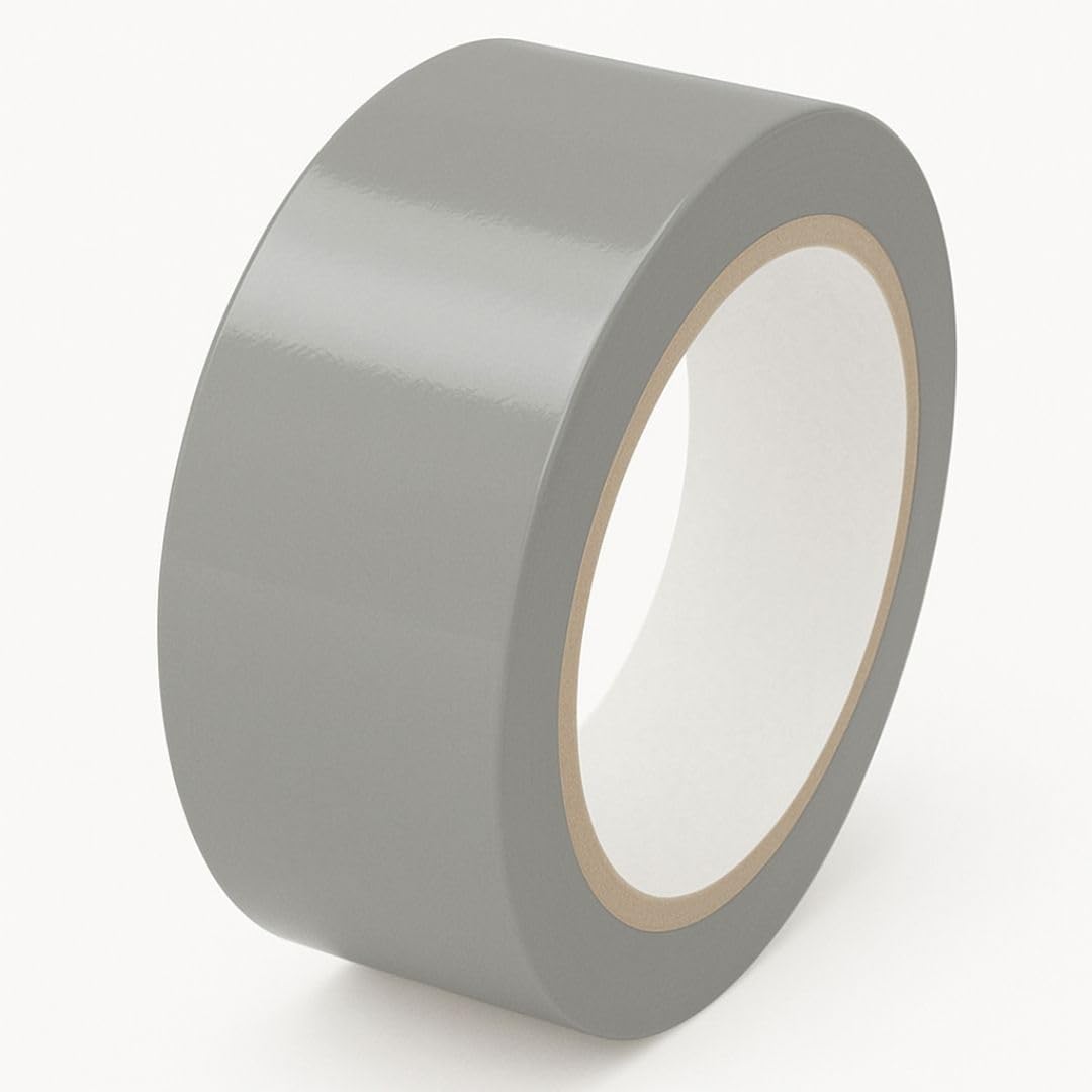 GTSE 2 inch x 108 ft Gray PVC Vinyl Floor Tape, Grey Safety Marking Tape, 6 mil Thick, Suitable for Dance Floors, Gyms, Warehouses, Sports Facilities