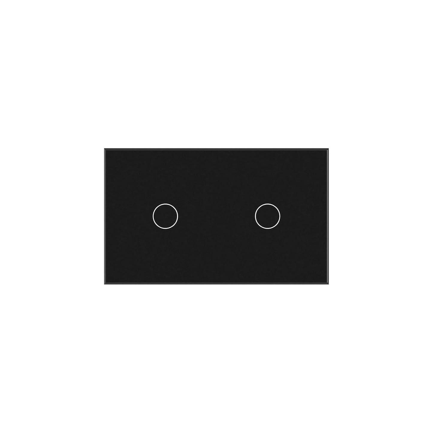 2 Way Light Switch 118X72X34MM No Neutral Wire, Wall Touch Switch 1000W, Tempered Glass Panel, FCC, Black 2 Gang