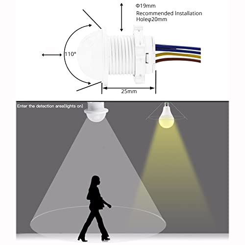 2Pack Motion Sensor Light Switch 100-240V 40W PIR Human Body Activated LED Sensors Home Smart Infrared Induction Detector Mini Wall Light Switch