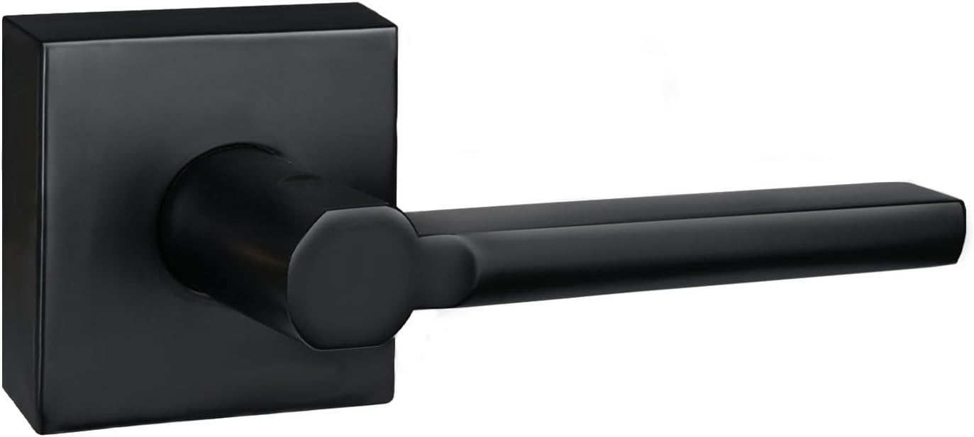 1 Pack Dummy Door Levers in Matte Black, Heavy Duty Interior Handle Lock for Closet Pantry, Non-Turning, Single Sided, Reversible for Left/Right Hand