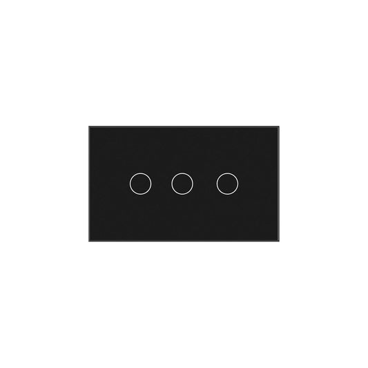 2 Way Light Switch 118X72X34MM No Neutral Wire, Wall Touch Switch 1000W, Tempered Glass Panel, FCC, Black 3 Gang
