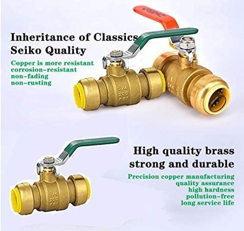 (Pack of 5) AB 3/4 Inch Push to Connect Ball Valve, 3/4 Inch Water Shut Off Valve with Disconnect Clip, Full Port Push Fit Ball Valve for Copper, CPVC,PE-RT and PEX Pipe, UPC Certified