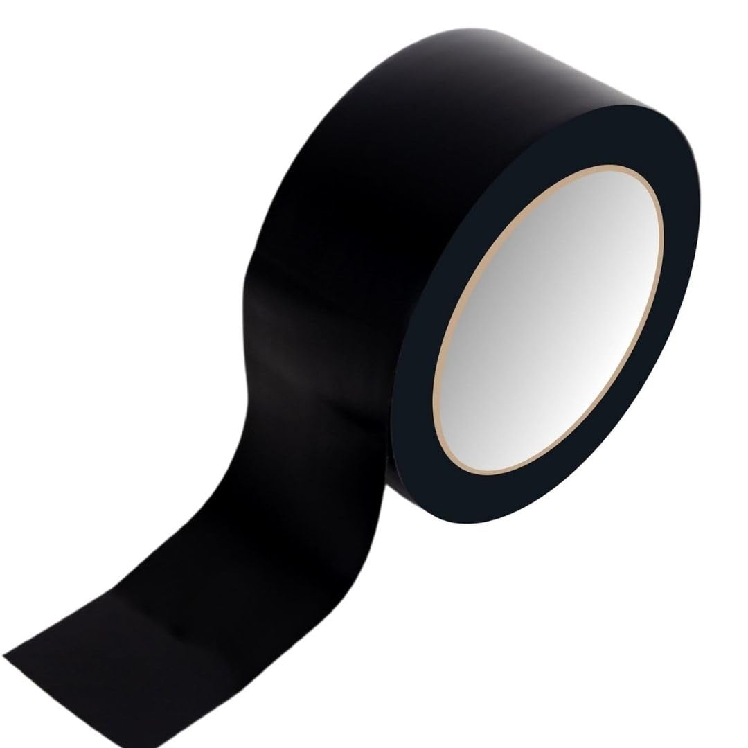GTSE 2 inch x 108 ft Black PVC Vinyl Floor Tape, 24 Rolls, Safety Marking Tape, 6 mil Thick, Suitable for Dance Floors, Gyms, Warehouses, Sports Facilities