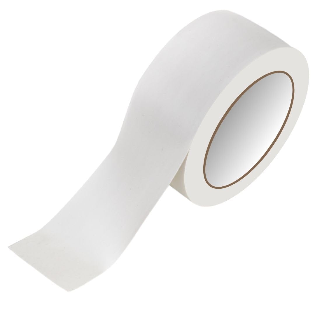 GTSE 2 inch x 108 ft White PVC Vinyl Floor Tape, 48 Rolls, Safety Marking Tape, 6 mil Thick, Suitable for Dance Floors, Gyms, Warehouses, Sports Facilities