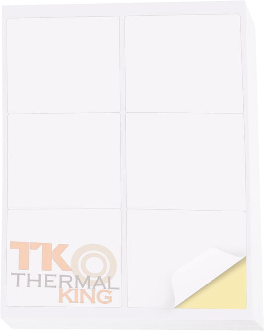 3 1/3" x 4" 100 Sheets Permanent Adhesive White Shipping 600 Labels for Laser & Inkjet Printers (6 Labels/Sheet)
