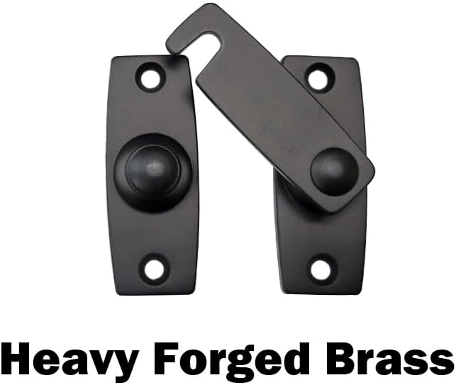 QCAA 2.5" x 2.65", Large, Heavy Forged Solid Brass Door Latch, 180 Degrees Flat Surface Mounting Door Latch Buckle for Doors & Windows, Satin Chrome, 1 Pack, Made in Taiwan