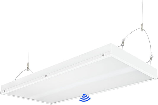 2FT LED Linear High Bay Shop Light with Motion Sensor, 150W High Bay Led Shop Lights, 21000LM 5000K Linear Hanging Shop Light, 400W-500W HPS Eqv., 100-277V Commercial Hanging Lamp for Garage Warehouse
