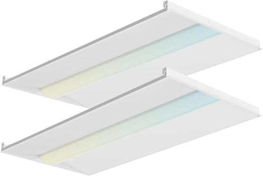 2x4 LED Troffer Light,25W/30W/35W/40W/50W & 3000K/3500K/4000K/5000K Selectable,6500LM 0-10V Dimmable,ETL DLC Listed,100-277V,for Office & Warehouse,2 Pack