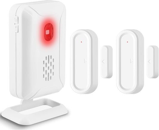 GREENCYCLE Door Open Alarm with Portable Receiver,Wireless Battery Operated Door Alarm,Wireless Door Chime,600ft Range,36 Chimes,4 Adjustable Volume Mute Mode,for Home/Office/Store(1Receiver+2Sensors)