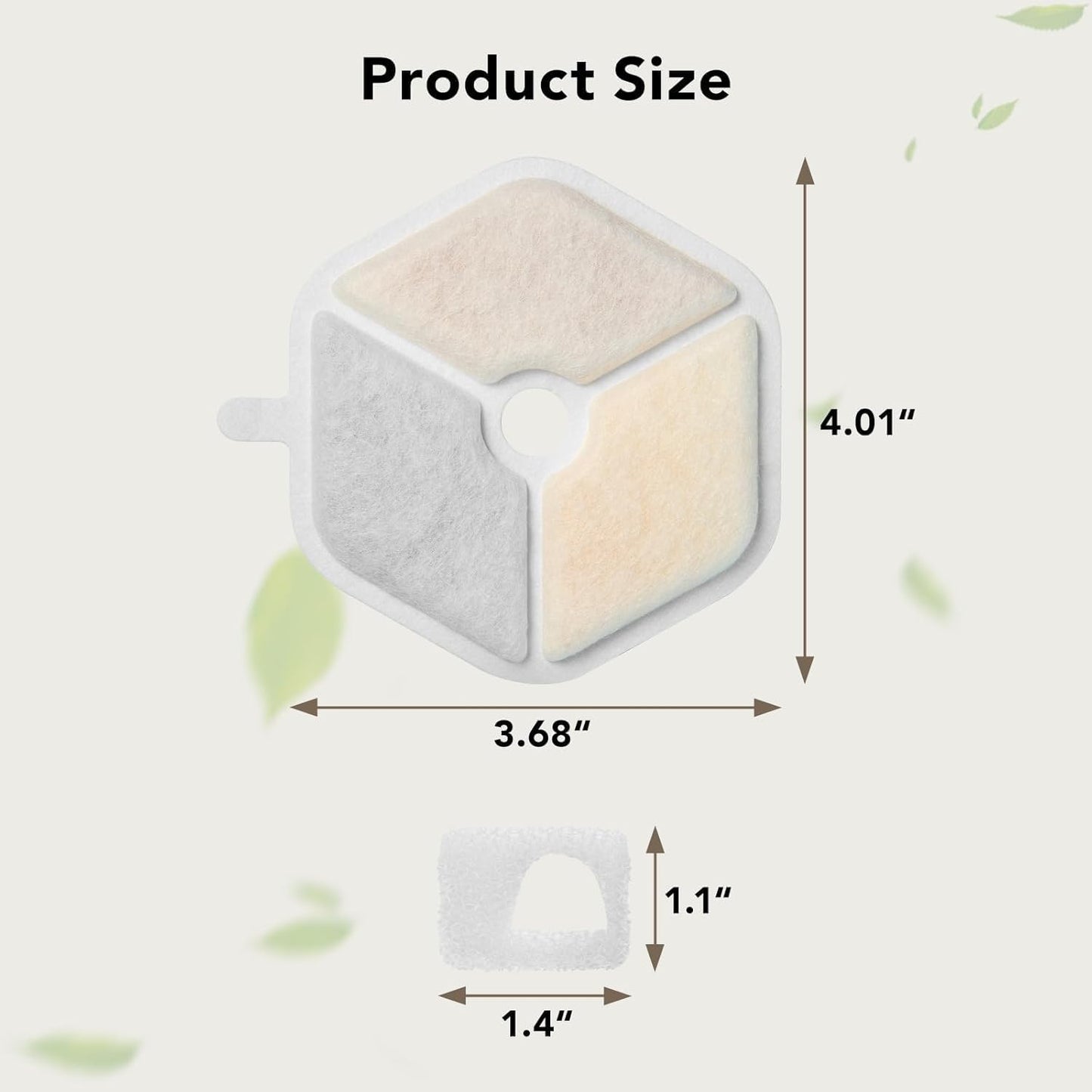 12 Packs Official Replacement Filters and 12 Packs Sponges for 152oz/4.5L Wireless Cat Water Fountain PTM-643