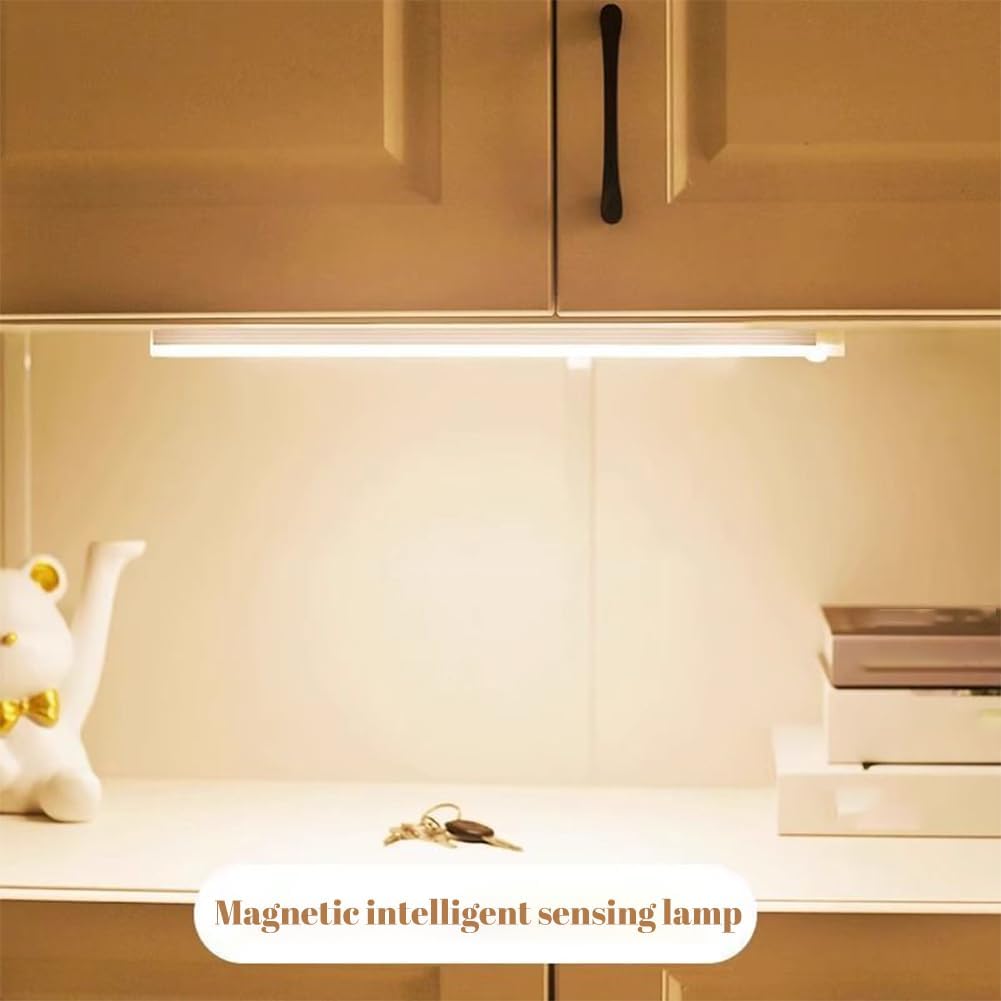 Punch-Free Smart Sensor Magnetic Rechargeable Led Lights, Rechargeable Motion Sensor Lights, Motion Sensor Light Indoor, for Wardrobes Kitchens Closets and Studios (2Set-White,20cm/7.87in)