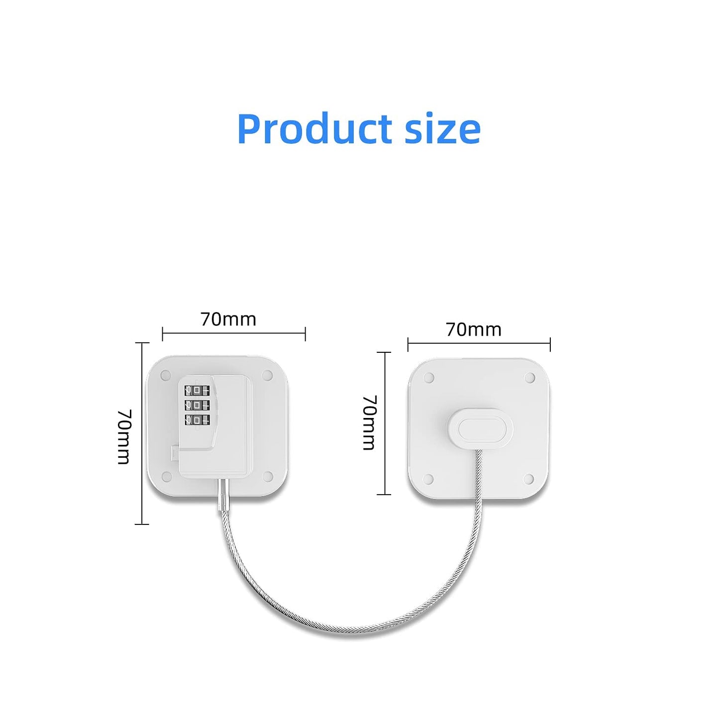 2 Packs Refrigerator Lock - Heavy Duty Combination Fridge Lock, Child/Baby Proofing Lock for Cabinets, Closets, Drawers, Window and More, Easy Install and Use (White)