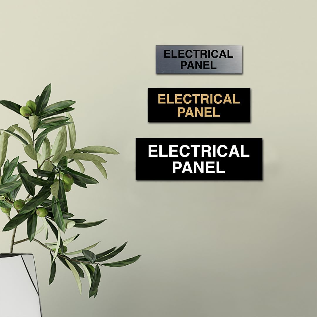 All Quality Basic Electrical Panel Sign - Fire Regulation Safety Compliance Sign - Blue/Gold - Medium (10 Pack)