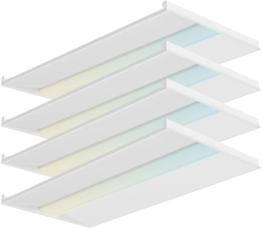 2x4 LED Troffer Light,25W/30W/35W/40W/50W & 3000K/3500K/4000K/5000K Selectable,6500LM 0-10V Dimmable,ETL DLC Listed,100-277V,for Office & Warehouse,4 Pack
