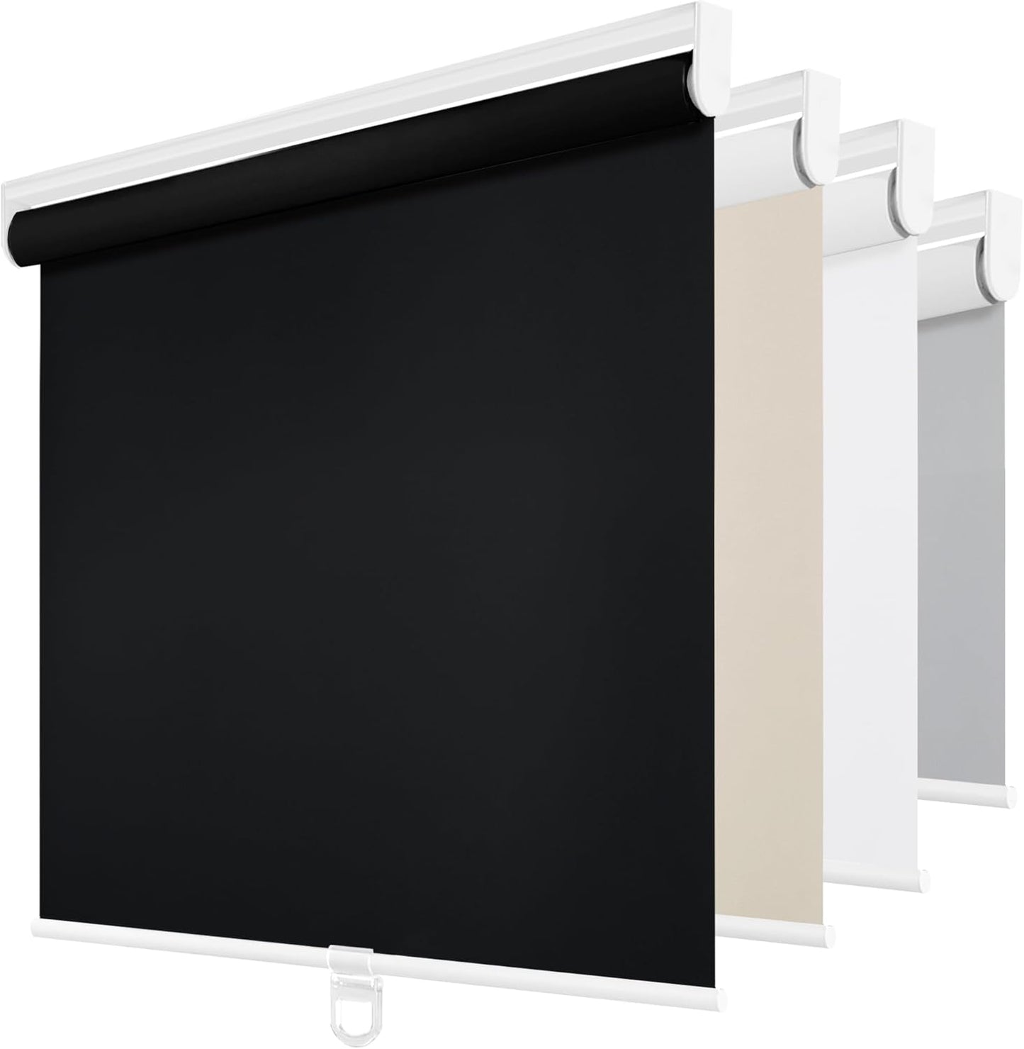 ChrisDowa Cordless Blackout Roller Shades for Windows, Thermal Insulated UV Protection Pull Down Shades, Total Blackout Window Blinds for Home, Office, Bedroom, Door (55" W x 72" H, Black)