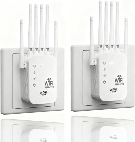 1200M WiFi Extender 6-Antenna Strong Signal, Directional WiFi Antenna Signal Booster and Amplifier, Wireless Repeater Extender with Ethernet Port for PC, Outdoor Coverage, Enhanced Network Range(2pcs)