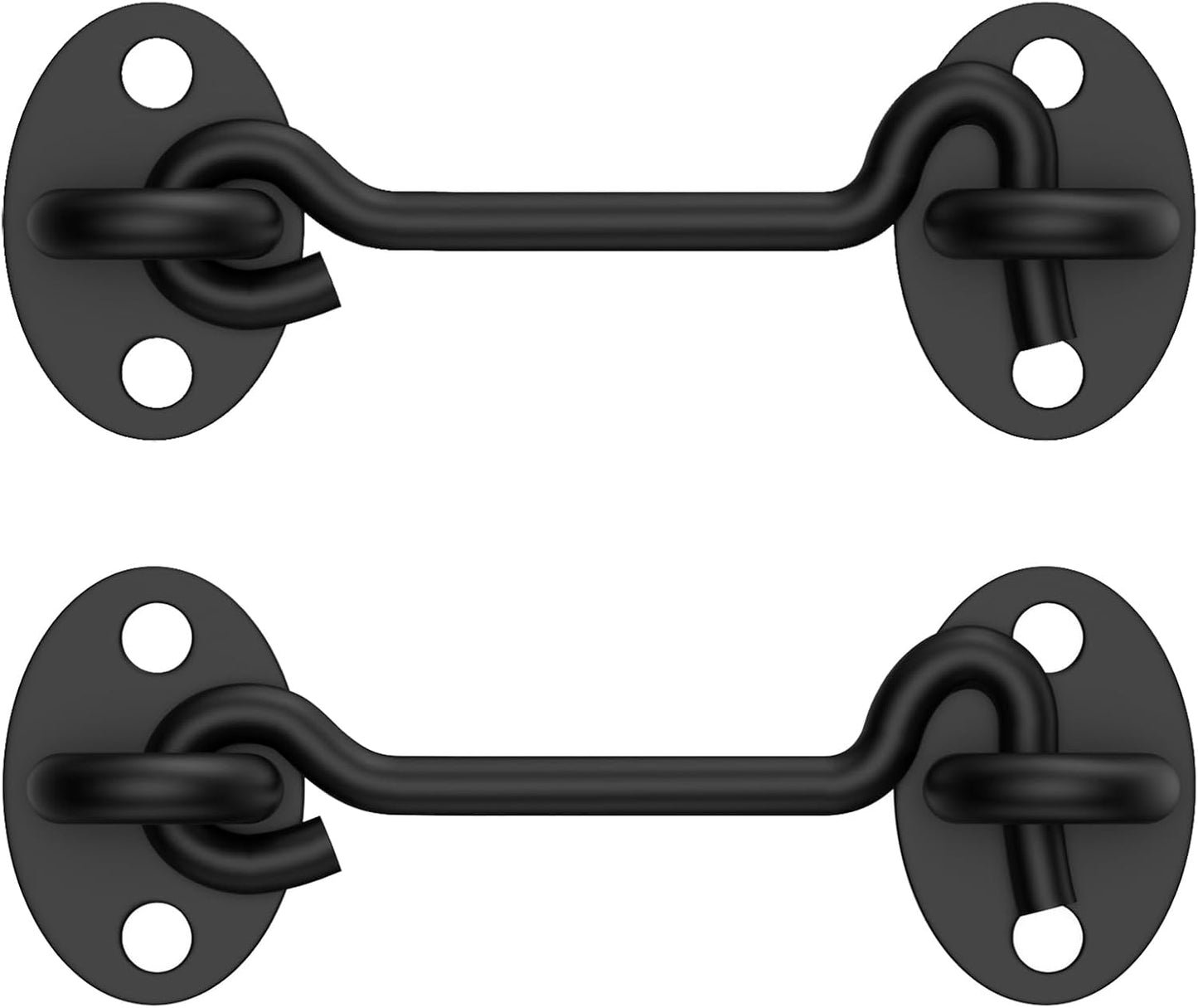 2 Pack Barn Door Latch Lock 4" Black Hook and Eye Latch with Screws, Rust-Resistant Metal Gate Latch for Window, Cabin Hooks, Sliding Door, Bathroom, Bedroom