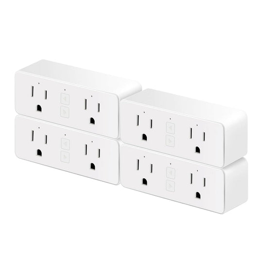 15A Dual Smart Plug, WiFi Outlet Extender, Smart Socket with Schedule&Timer, Bluetooth Outlets Compatible with Alexa and Google Assistant, ETL&FCC Certified, No Hub Required, 2.4G WiFi Only, 4-Pack