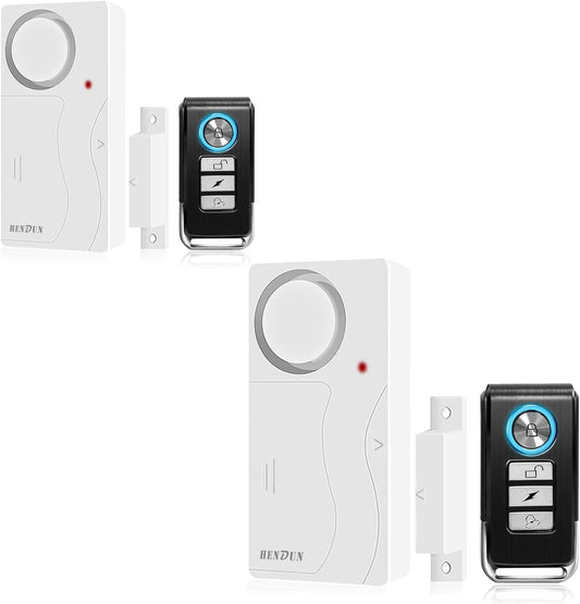 HENDUN Door Alarms When Opened with Remote, Door Bells Chimes, Door Security Sensor (2pack All Batteries Included)