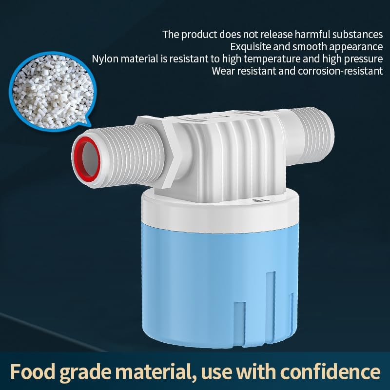 1 Pack 3/4 Float Valve for Water Tank,Aquapulse Water Float Automatic Water Level Control Aqua Pluse Trough Blue Plastic Float Valve Switch for Pool,Pond,Livestock(side inner)