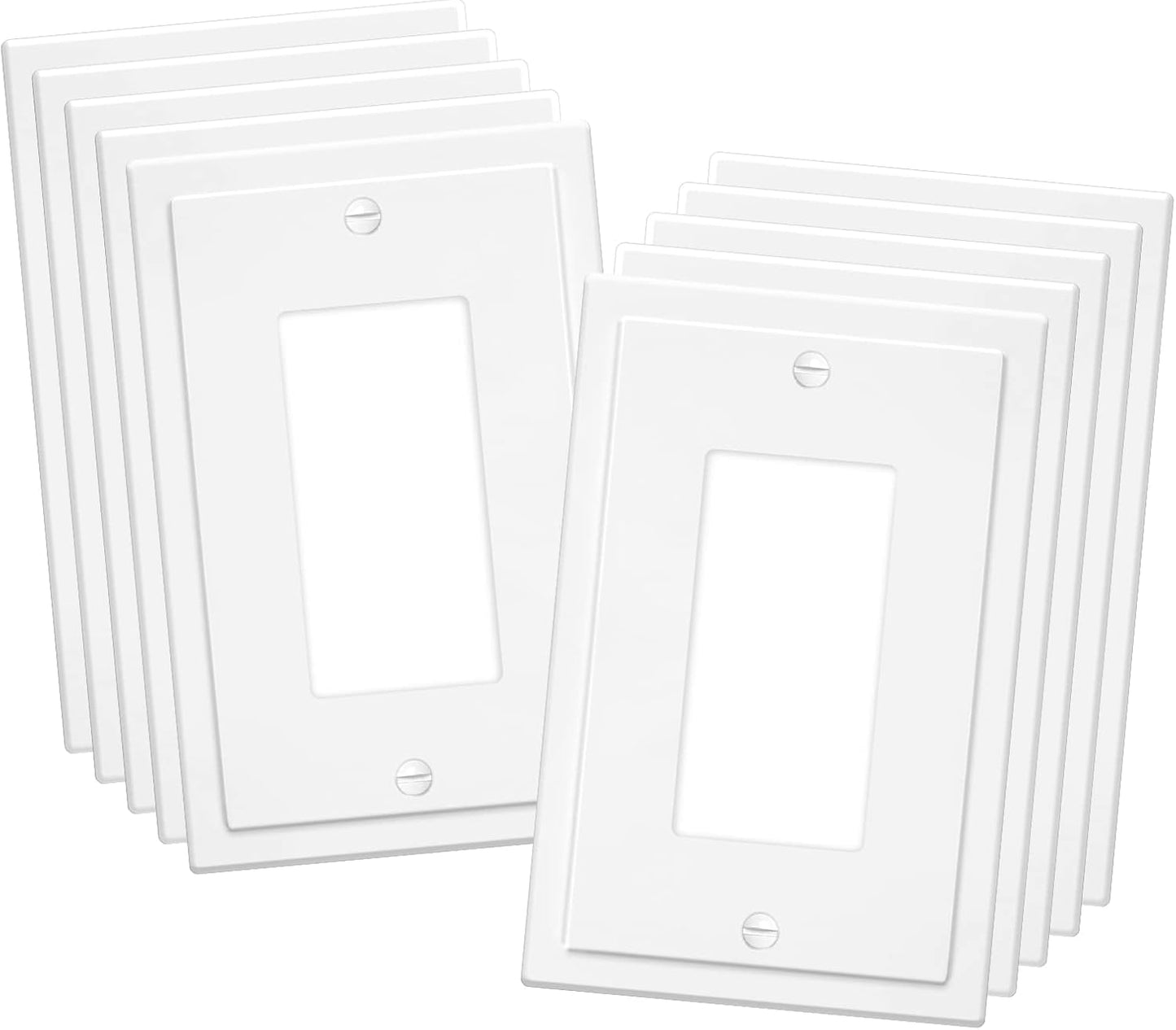 1-Gang Modern Edge Decorative Wall Plate Cover Switch Outlet Single Decorator Electrical Faceplate for Light Switches, Smart Switch, GFCI, Dimmers, Receptacle, USB Outlet (10 Pack, Single Decorator)