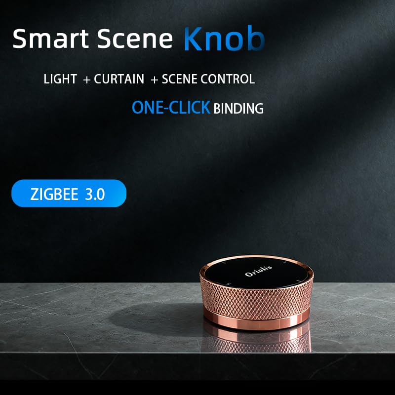 1 PCS Wireless Smart Light Switch Button, Wall-Mounted Rotary Light Switch, Compatible with Tuya Zigbee Gateway (V2 or Higher), Smart Home Control, Easy Wireless Installation