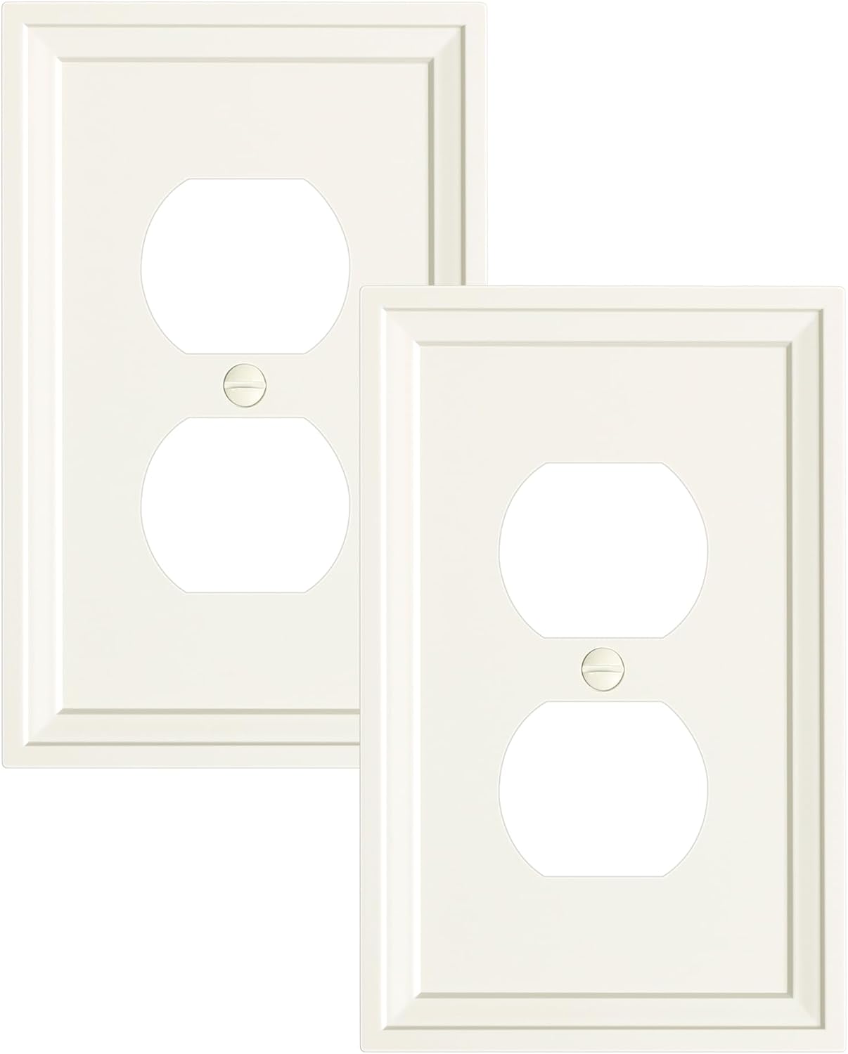 2-Pack Duplex Outlet Cover, Natural Bamboo Fiber Switch Plates and Outlet Covers, Light Almond Decorative Wall Plates for Electrical Outlets, 1 Gang Receptacle Cover, Corrosion Resistant